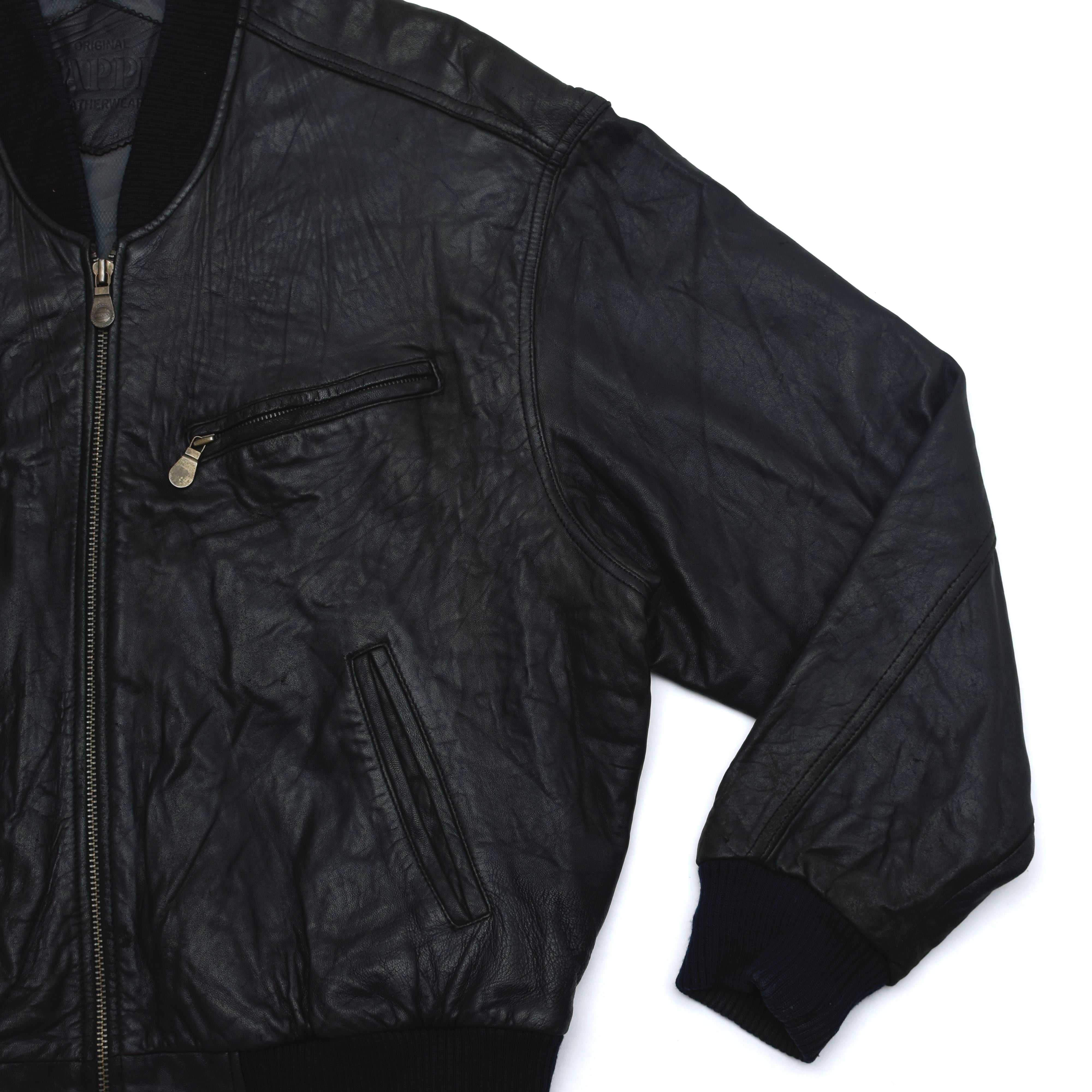 TRAPPERヴィンテージレザージャケット TRAPPER black leather blouson | 古着屋 grin days memory 【公式