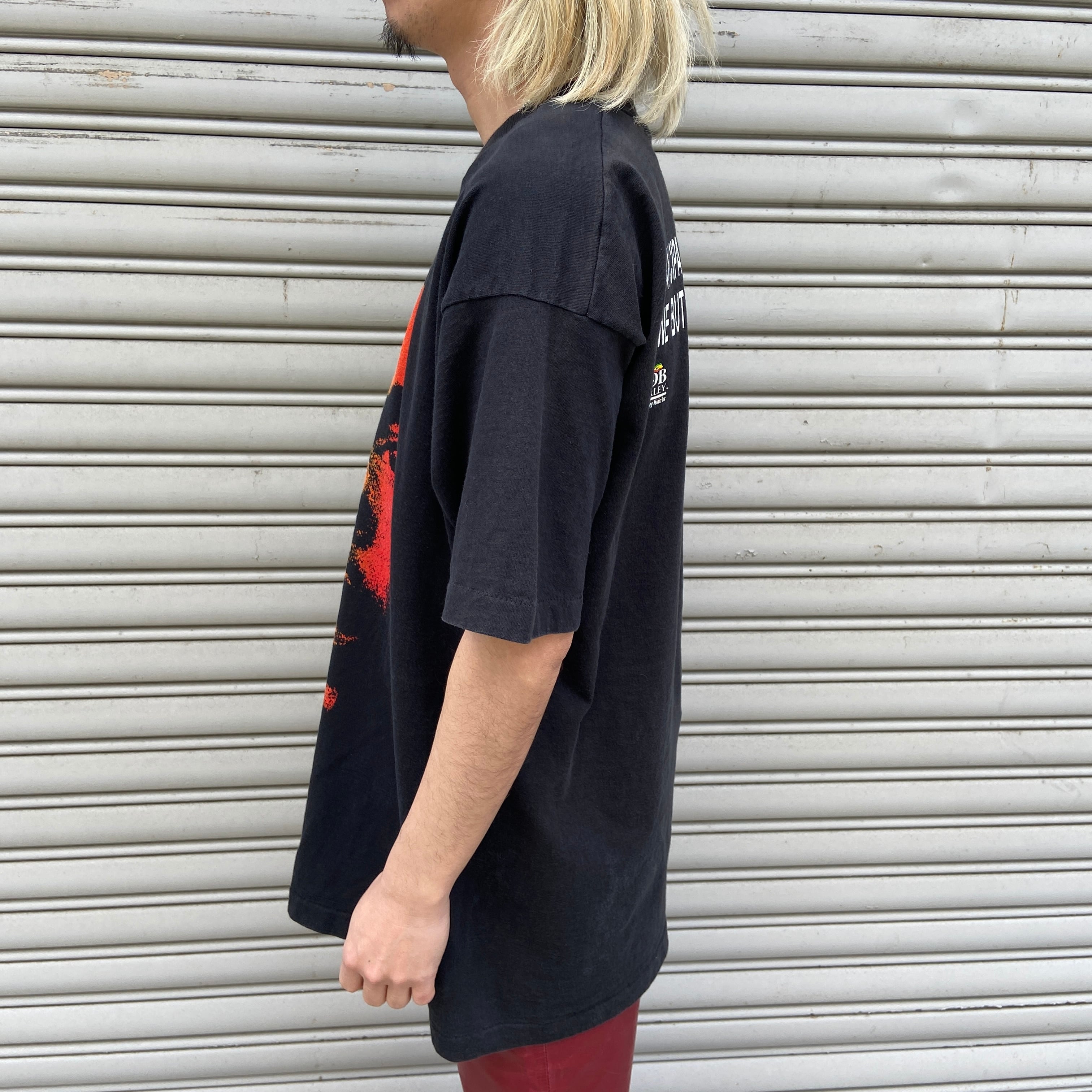 90s USA製 ボブマーリー フォトプリントTシャツ ラスタカラー 黒 XL