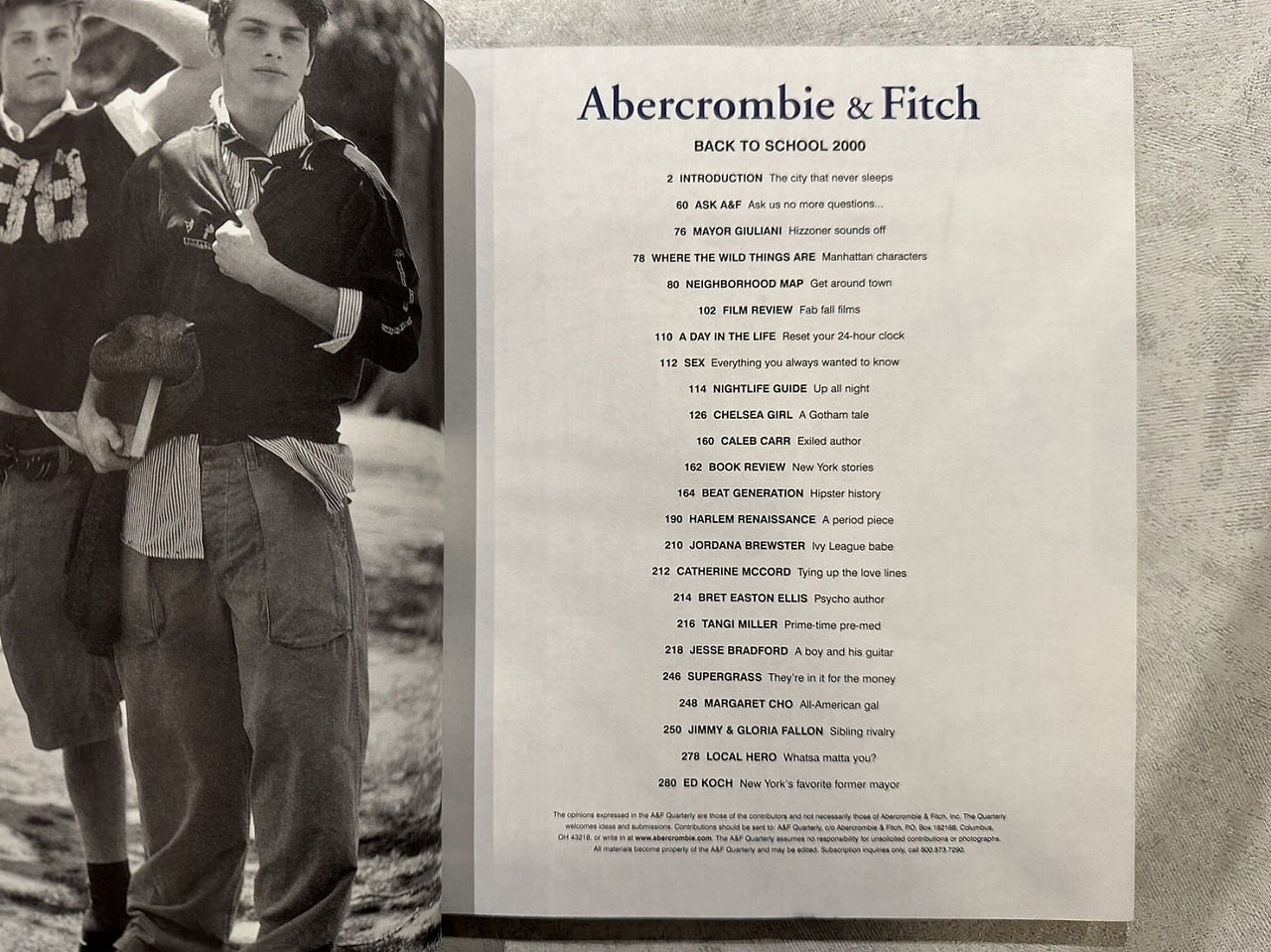 VF249】A&F Quarterly Back To School Issue 2000 NEW YORK /Bruce