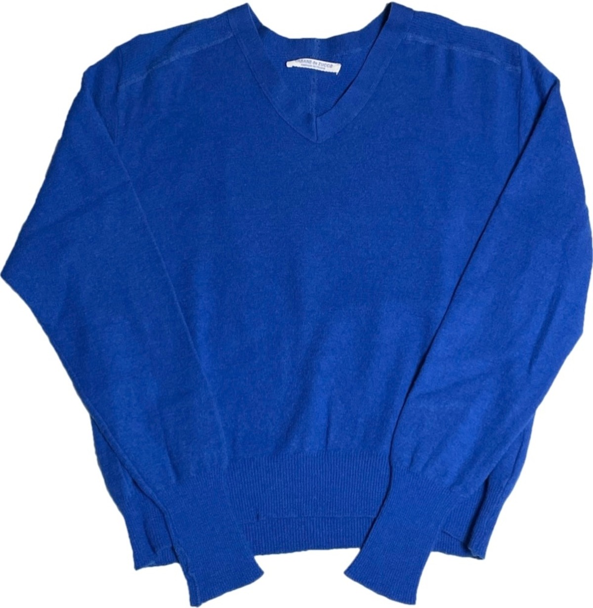 MADE IN FRANCE製 CABANE de ZUCCA Vネックウールセーター ブルー 1 