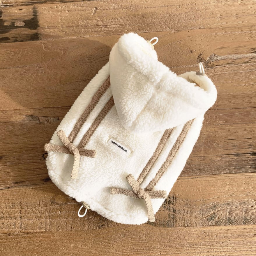予約【DURANG RURANG】RIBBON BOA HOODIE JUMPER (Cream)