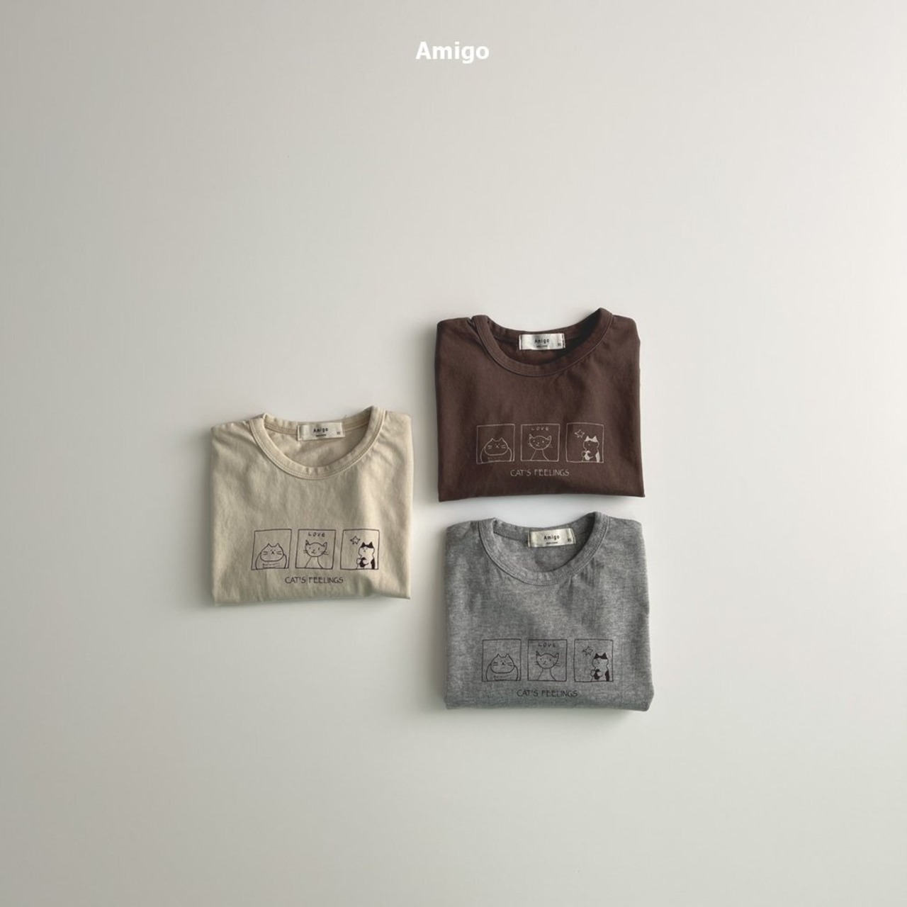 【Amigo】キャットプリントT ブラウン 80~100cm - 6