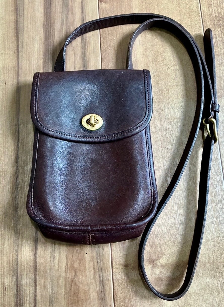 ヴィンテージCOACHオールドコーチ ターンロック レザーポーチ ブラウン