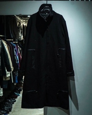 【add (C) vintage】Various Gimmick Loose Long Stand Collar Wool Coat