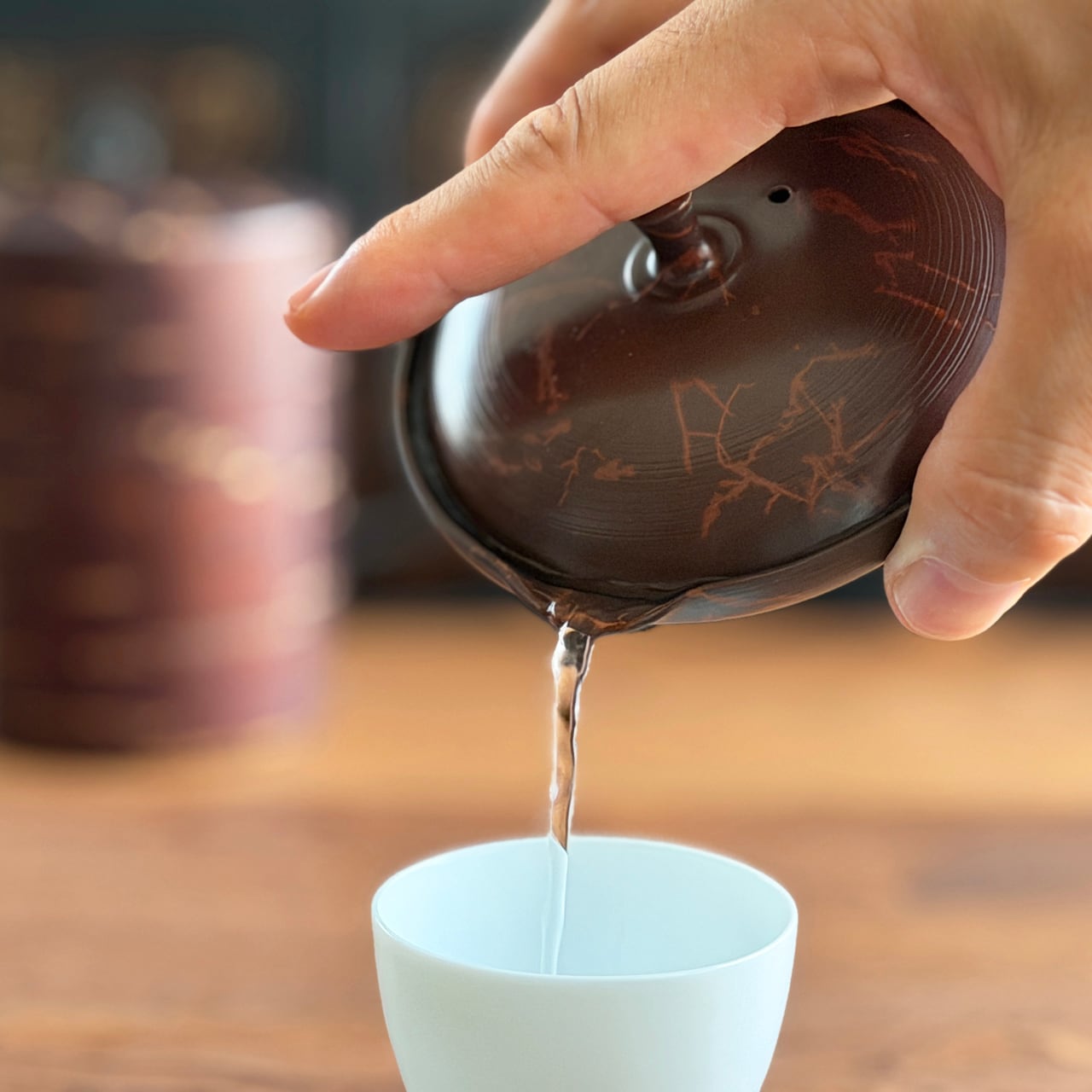 茶紅絞り細線 絞り出し 50ml|梅原二郎 玉龍陶園(常滑焼)