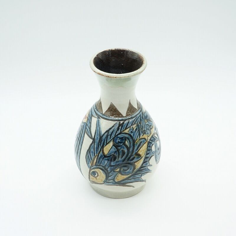 魚紋の花瓶【金城陶器秀陶房】 | 沖縄の工芸品うぃーりきさん