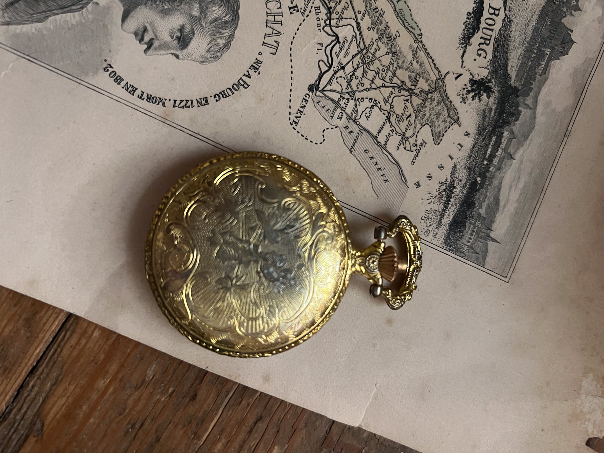 可愛いペイントが美しい古い懐中時計 *フレンチアンティーク