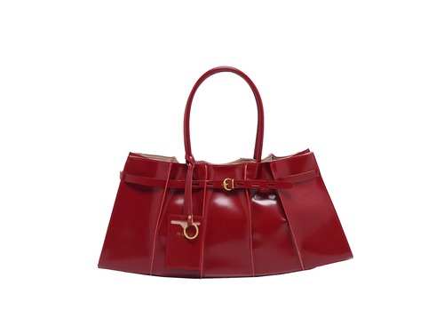 muku VERRE 784 レッド　ガラスレザー　トートバッグ　横長サイズ