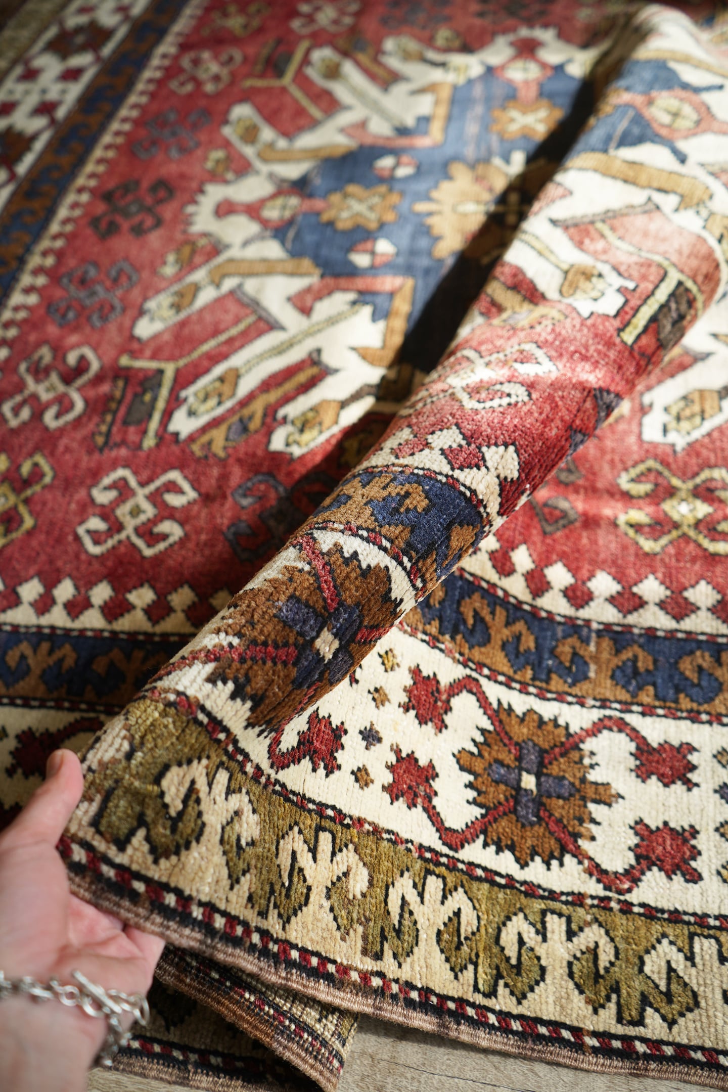 219】Vintage Caucasian Eagle Kazak Rug 1950's - 1960's