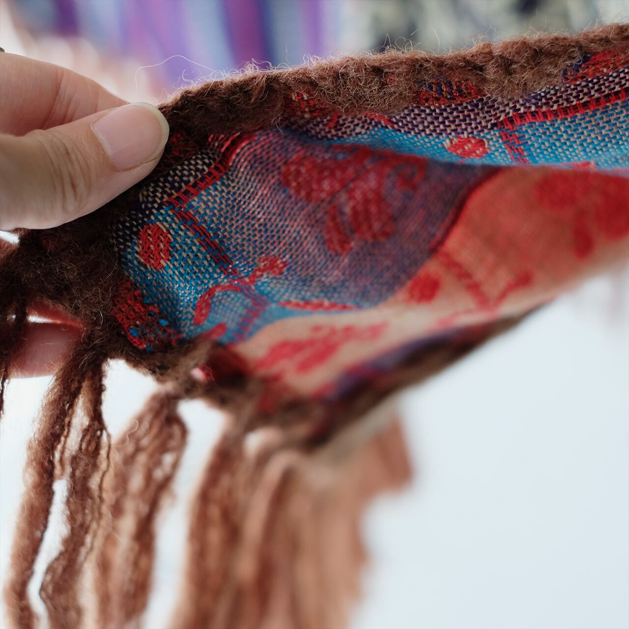 復刻再販】主役級マフラー！柄生地パッチワーク大判ストール（22w-18