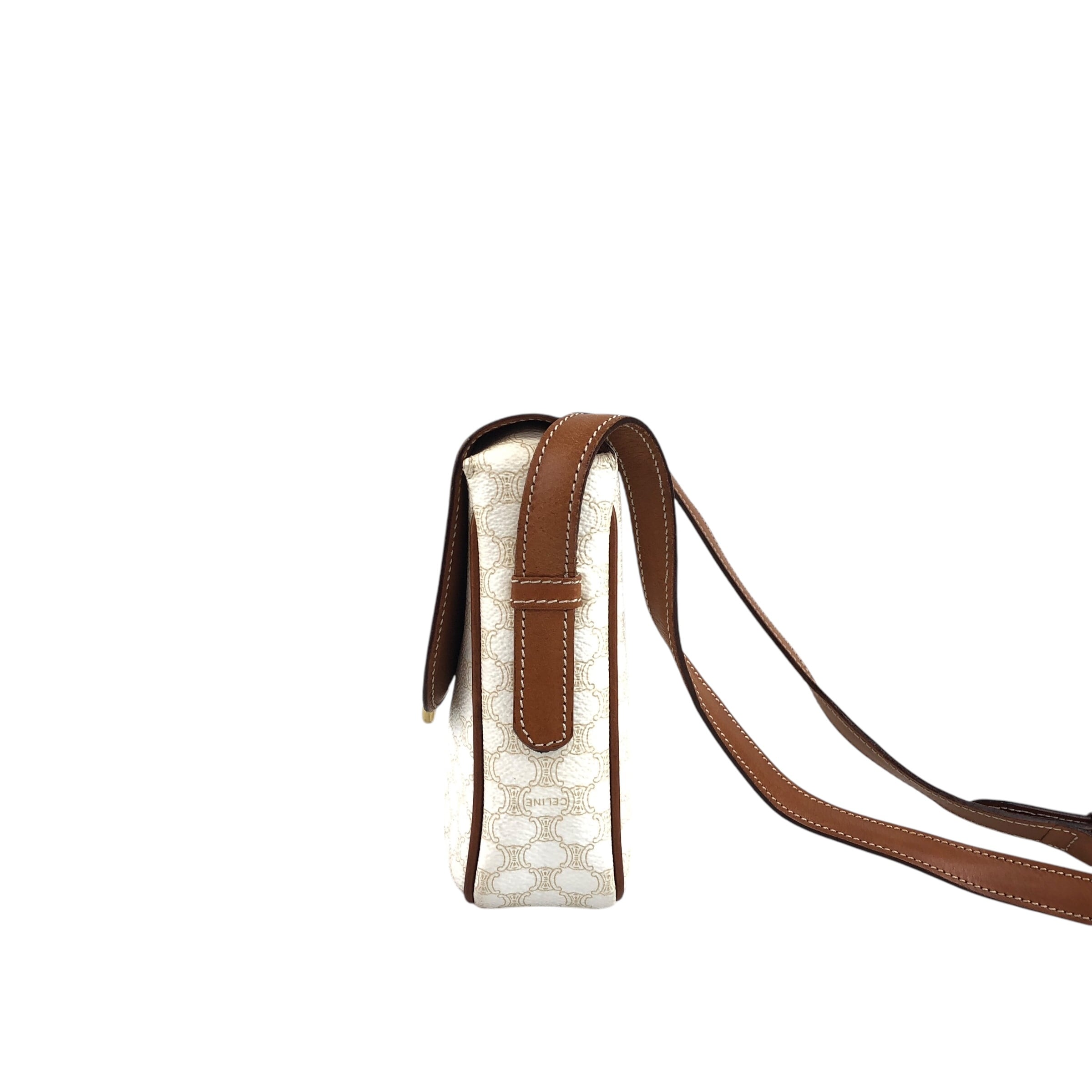 CELINE セリーヌ マカダム ショルダーバッグ ホワイト ガンチーニ PVC