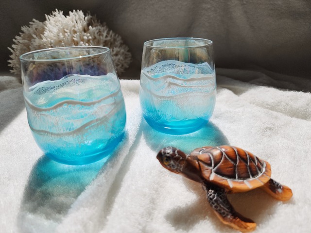 223.オーシャンレジンアート ペアグラス