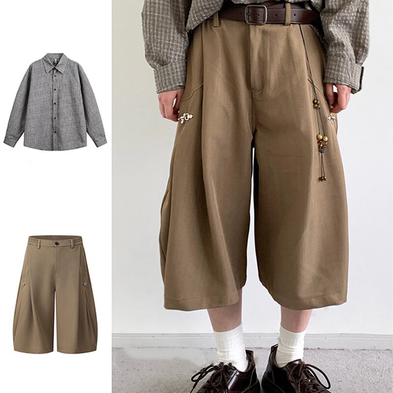 jiwuusレトロモダン七分丈バルーンパンツ