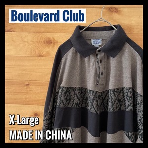 【Boulevard Club】長袖ポロシャツ デザインシャツ レトロ 柄シャツ 個性的 XL オーバーサイズ us古着