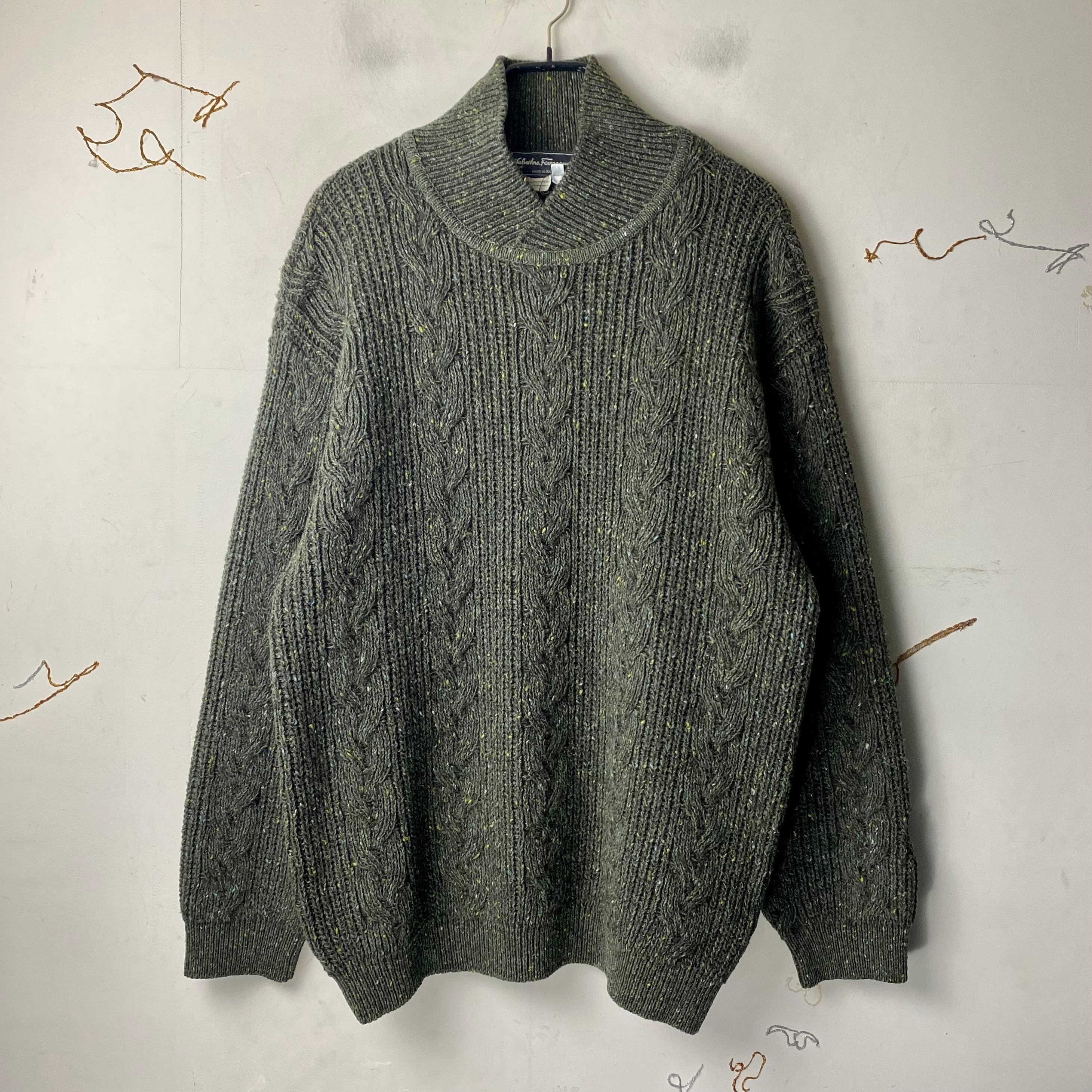 Salvatore Ferragamo☆フェラガモ　ヴァラ☆ウール100 ニット vintage SALVATORE FERRAGAMO cable knit sweater | NOIR ONLINE