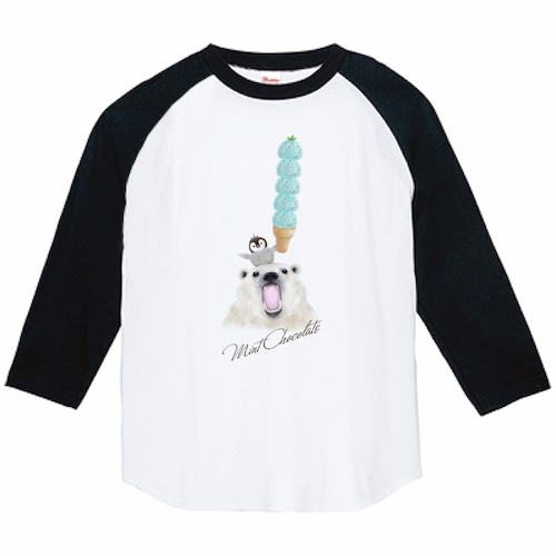 チョコミント　3/4スリーブ　ラグランTシャツ