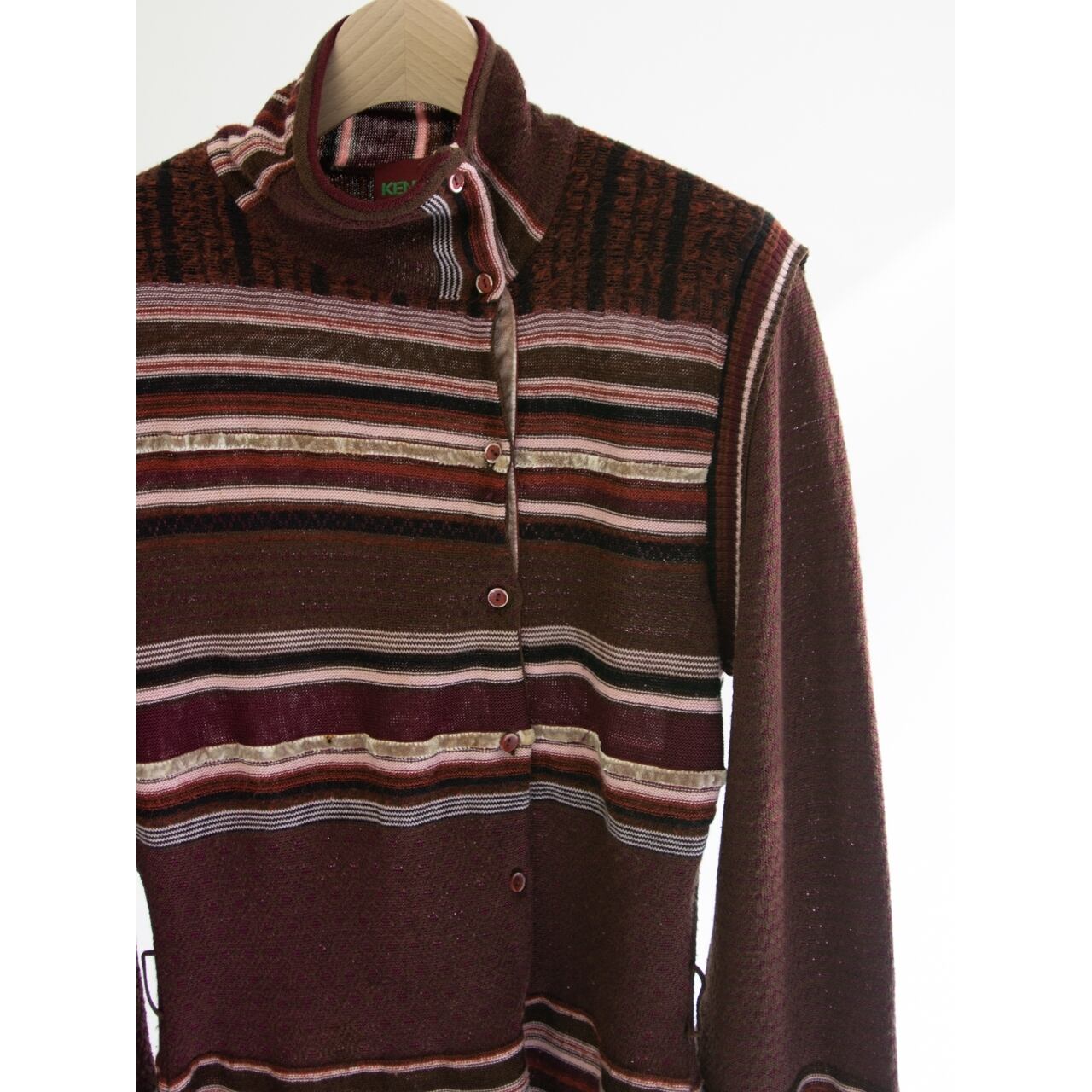 【KENZO】Made in Italy 80's Wool-Acrylic Mohair Blend Flare Sleeve Knit Cardigan(ケンゾー イタリア製ウールアクリル モヘヤ混 フレアスリーブ ニットカーディガン)