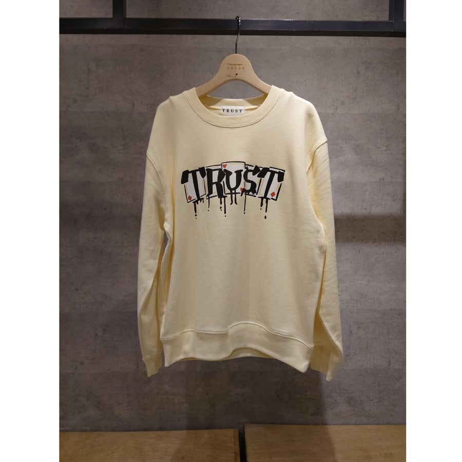 【ベージュ】スウェット トレーナー 長袖 トップス 裏毛 イラスト バックプリント ロゴ ユニセックス ストリート originalトランプsweat