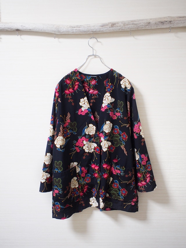 【flower pattern】no-collar jacket