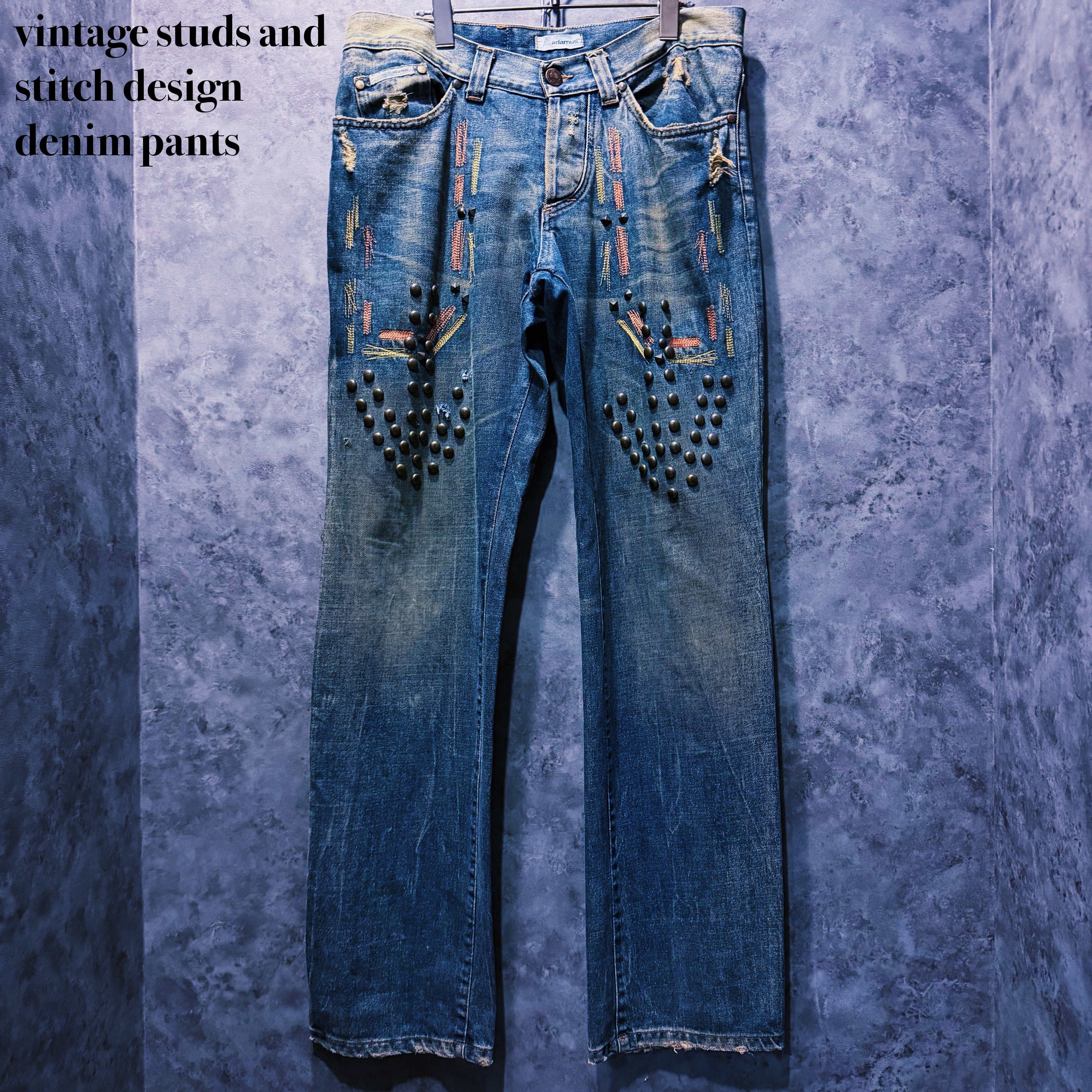 【doppio】vintage studs and stitch design denim pants