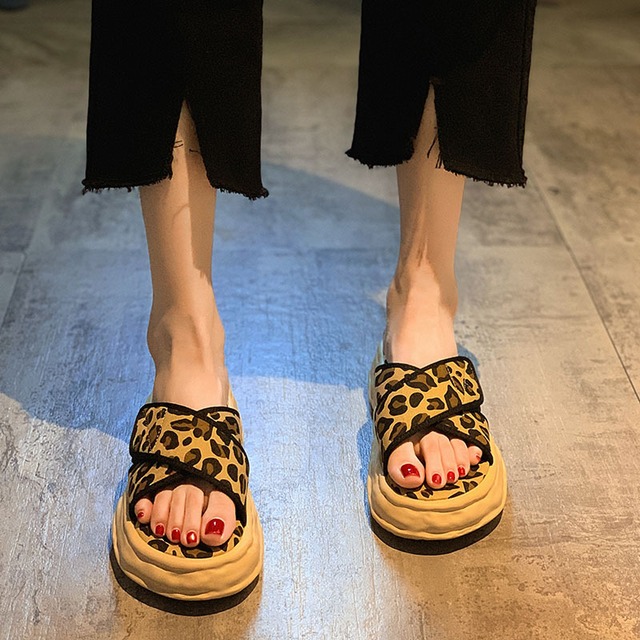 サンダルミュールサマーレッドレオパード 靴 シューズ 夏物 ビーチ フェイクシューズ32260385706