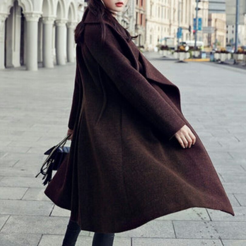 マフラーと相性◎ビックノッチドカラーウール混ロングコート | GLOIRE