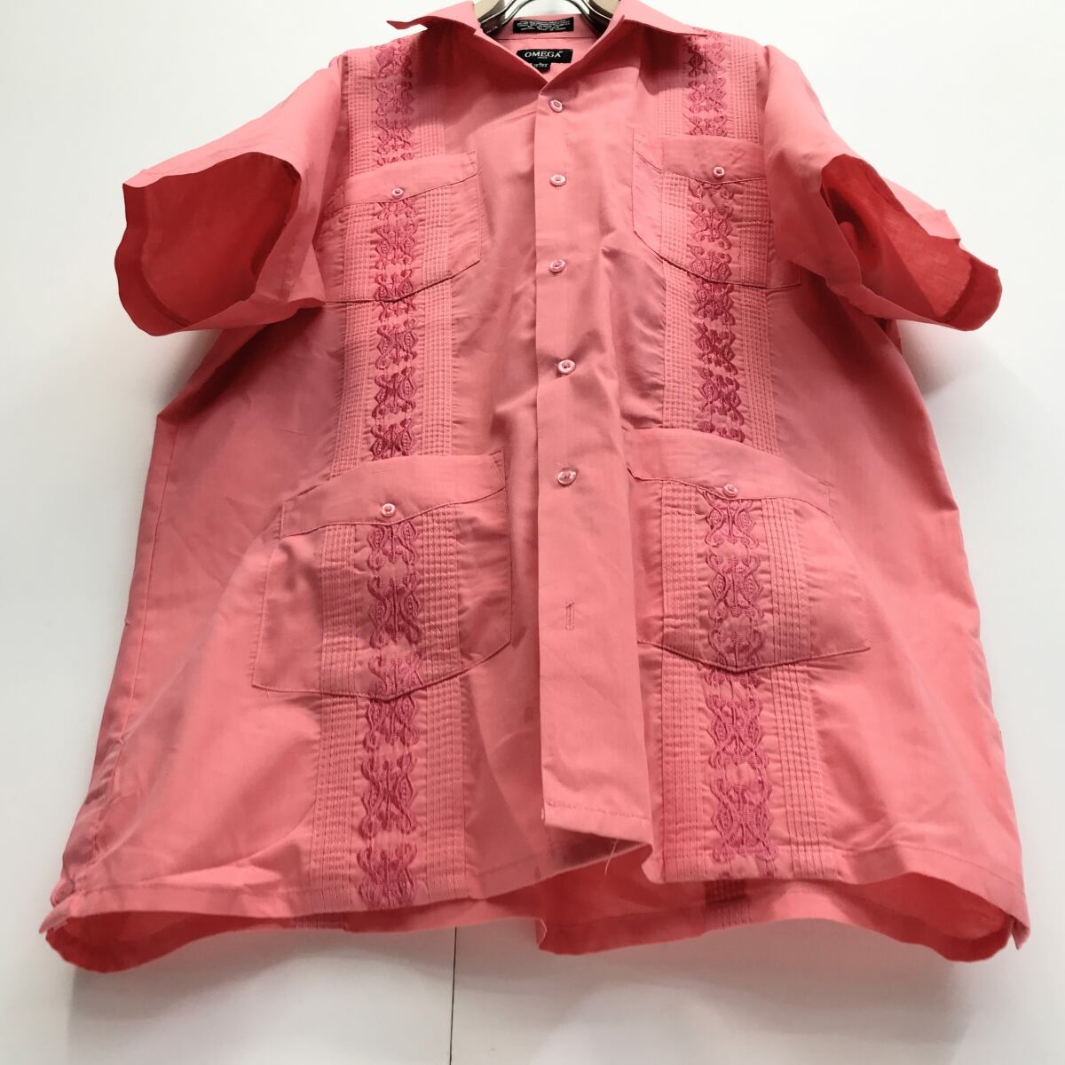 黒 桜古典 【ビッグシルエット】YUCATAN 両面刺繍 キューバシャツ