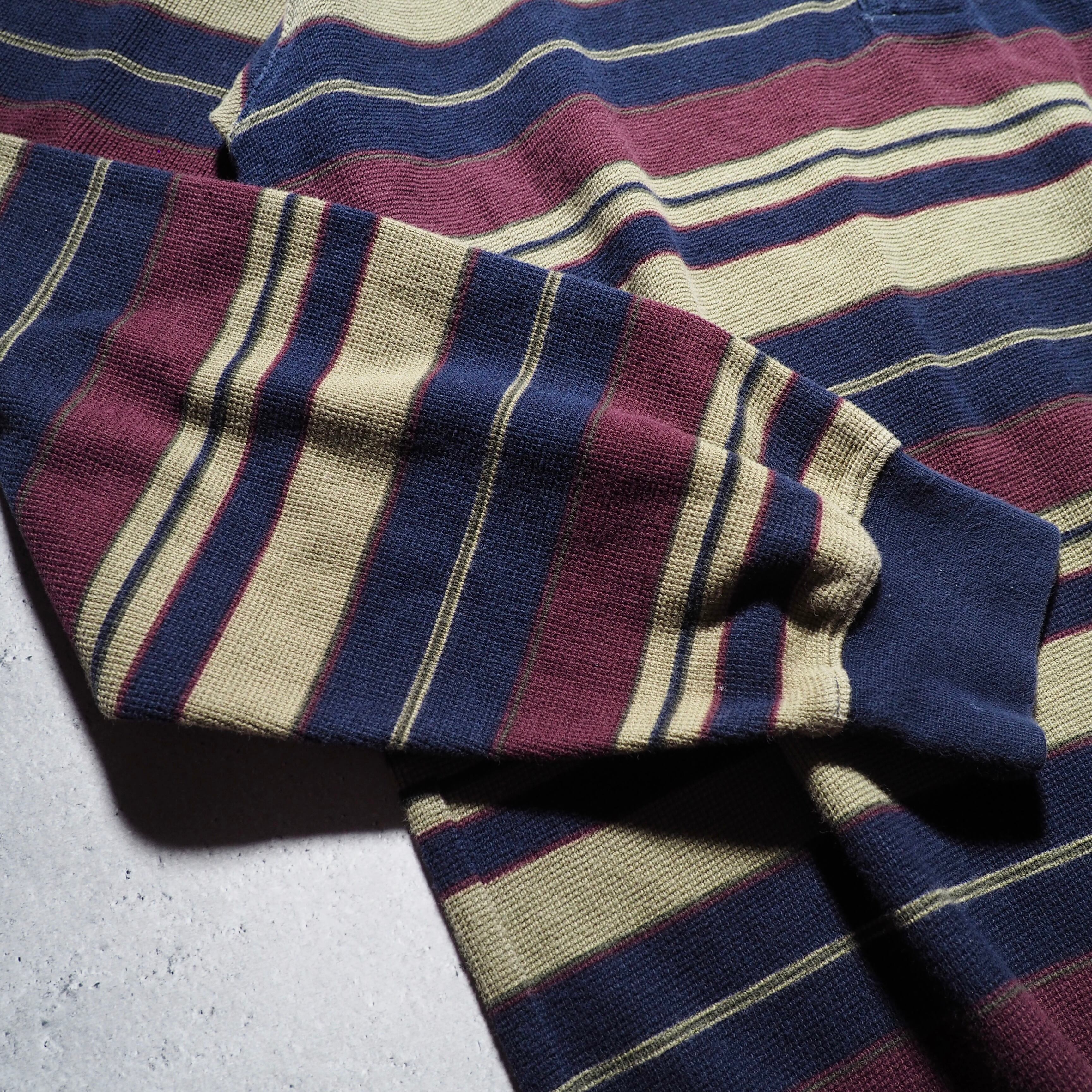 ” Eddie Bauer ” Irregular fat boarder pattern long sleeve Tee