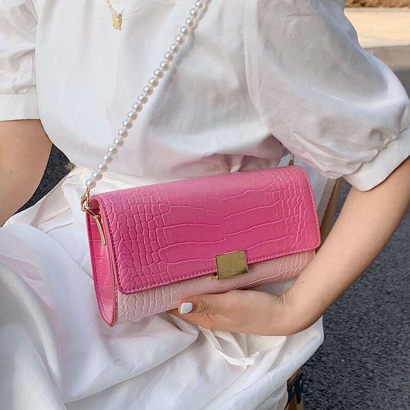 スタイルパールチェーン レッド 真珠 メッセンジャーバッグ Tiancai_Wing_Bag2199340826