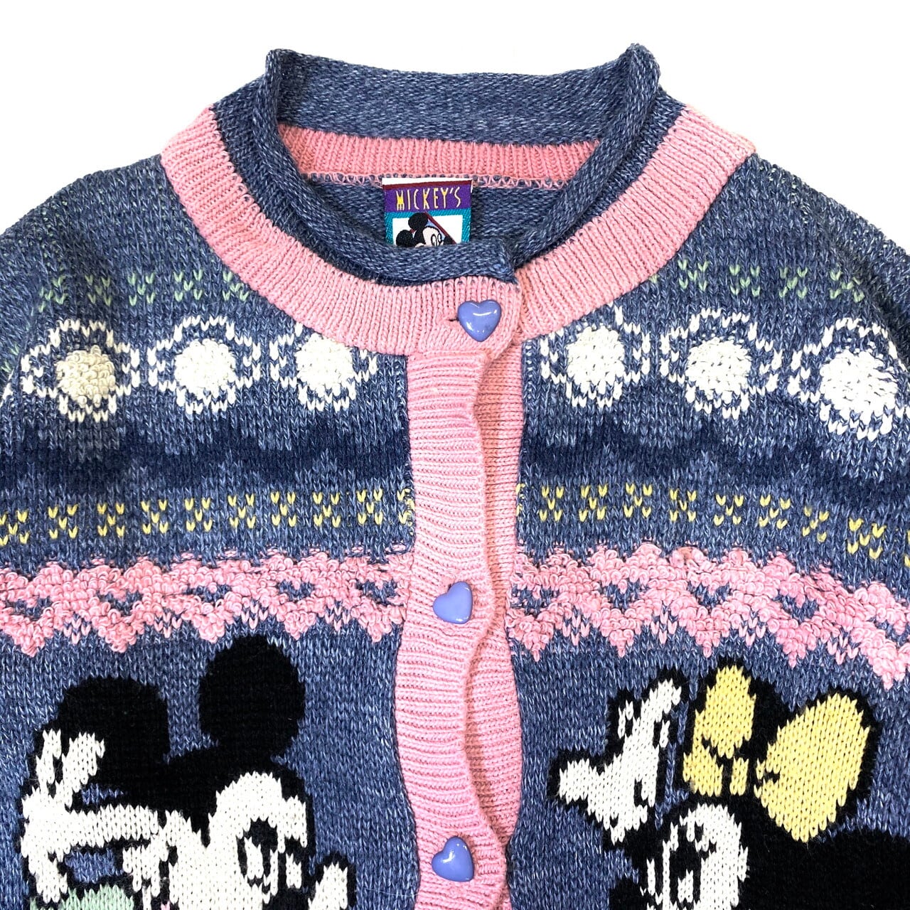 80年代 ディズニー Disney MICKEY MOUSE ミッキーマウス コットンニットカーディガン USA製 メンズXL /eaa367185