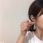 クリア × ゴールド アシンメトリーピアス / イヤリング / サージカルステンレス