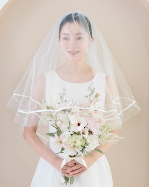 パールリボンラインミディアム丈ウェディングベール【VL2501-04】