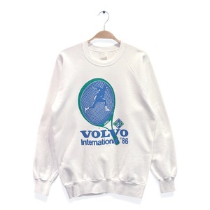 80s VOLVO USA製 ヴィンテージ スウェット ホワイト テニス ボルボインターナショナル '86 サイズM 古着 CF1023