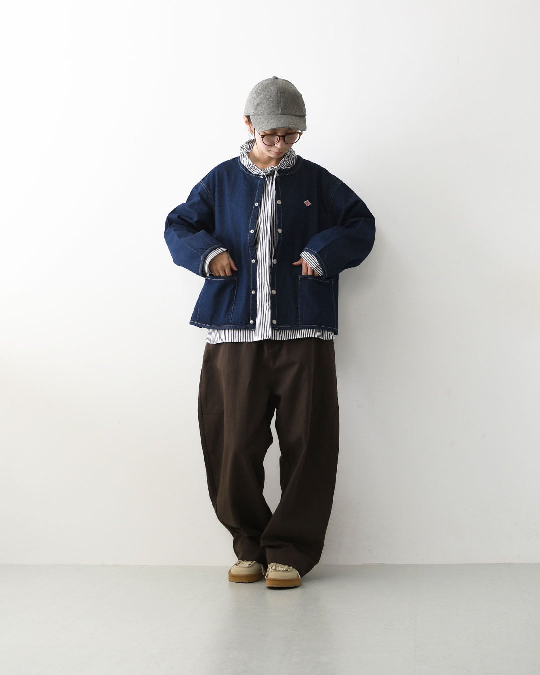 DANTON [ダントン] W Cotton Denim Collarless Jacket [DT-B0397SOU