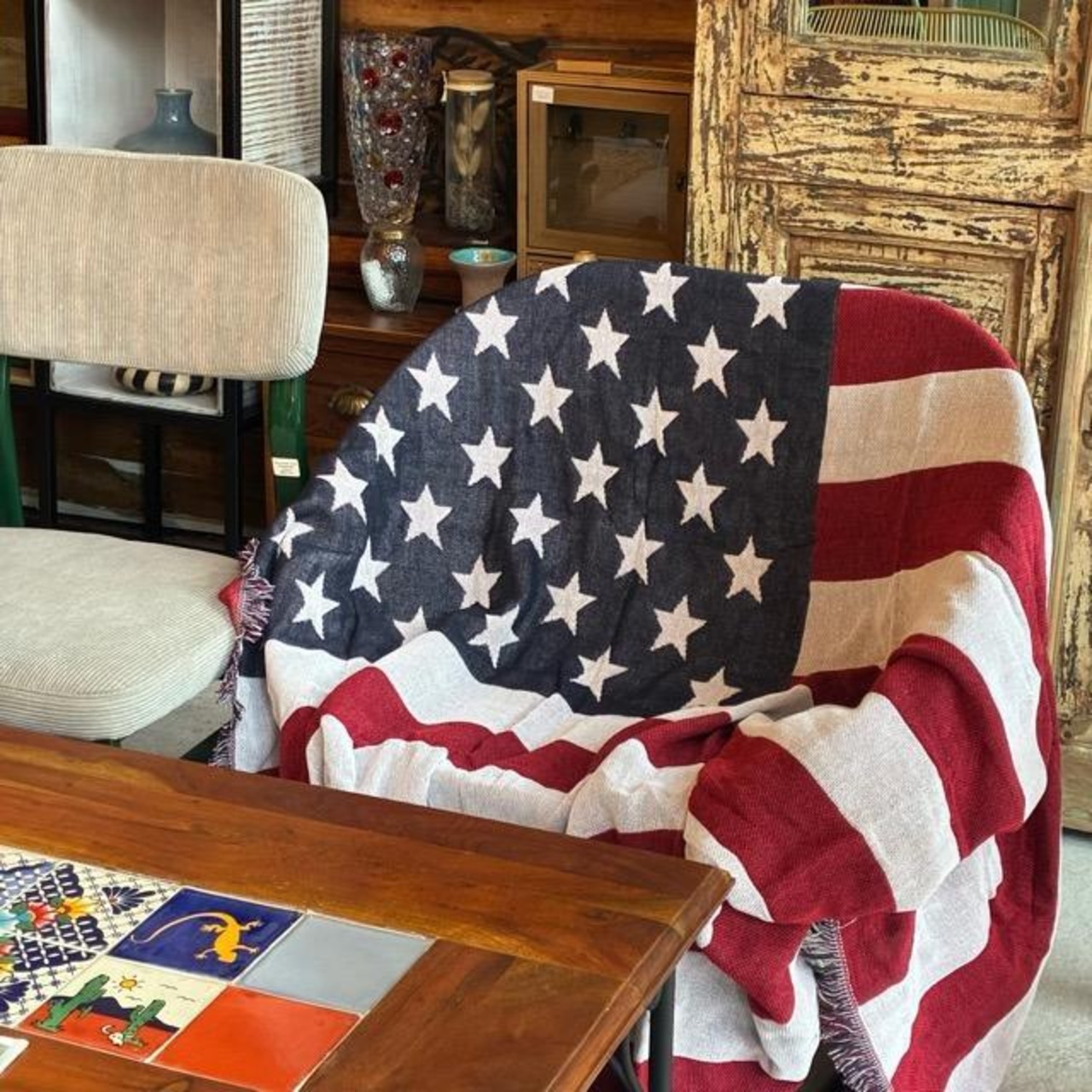 TOPANGA Homefurnishing National flag throwket Stars and stripes 130×180cm　ナショナルフラッグスローケット　星条旗　ソファカバー　ベッドカバー