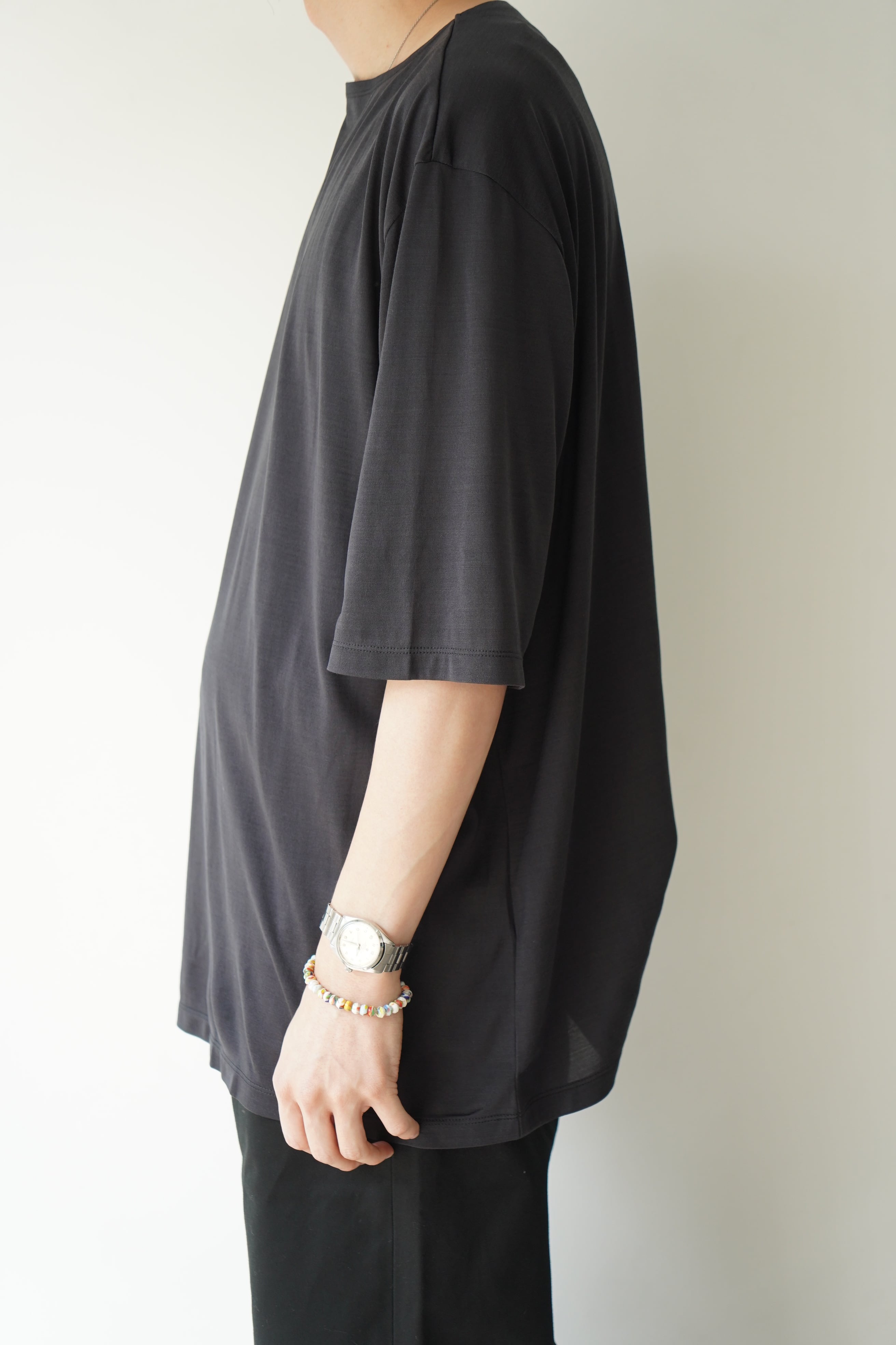 MAATEE&SONS / EX.SILK BOATNECK TEE(MATT BLK) | LiNN
