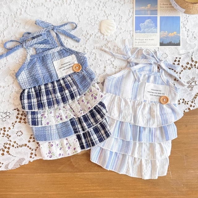 patchwork stripe layered cami dress
