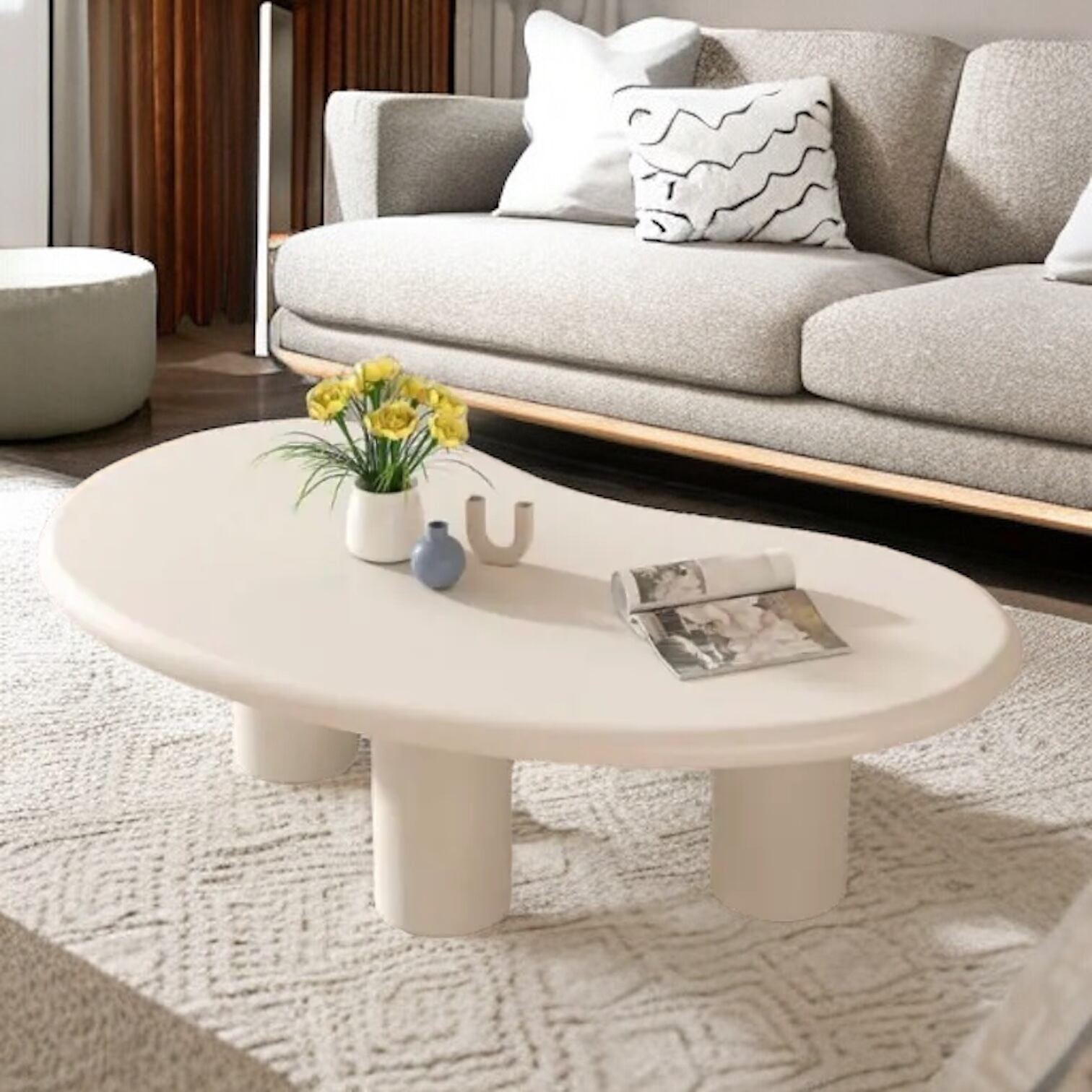 ローテーブル　リビングテーブル　ホワイト センターテーブル 丸 リビングテーブル ホワイト コーヒー