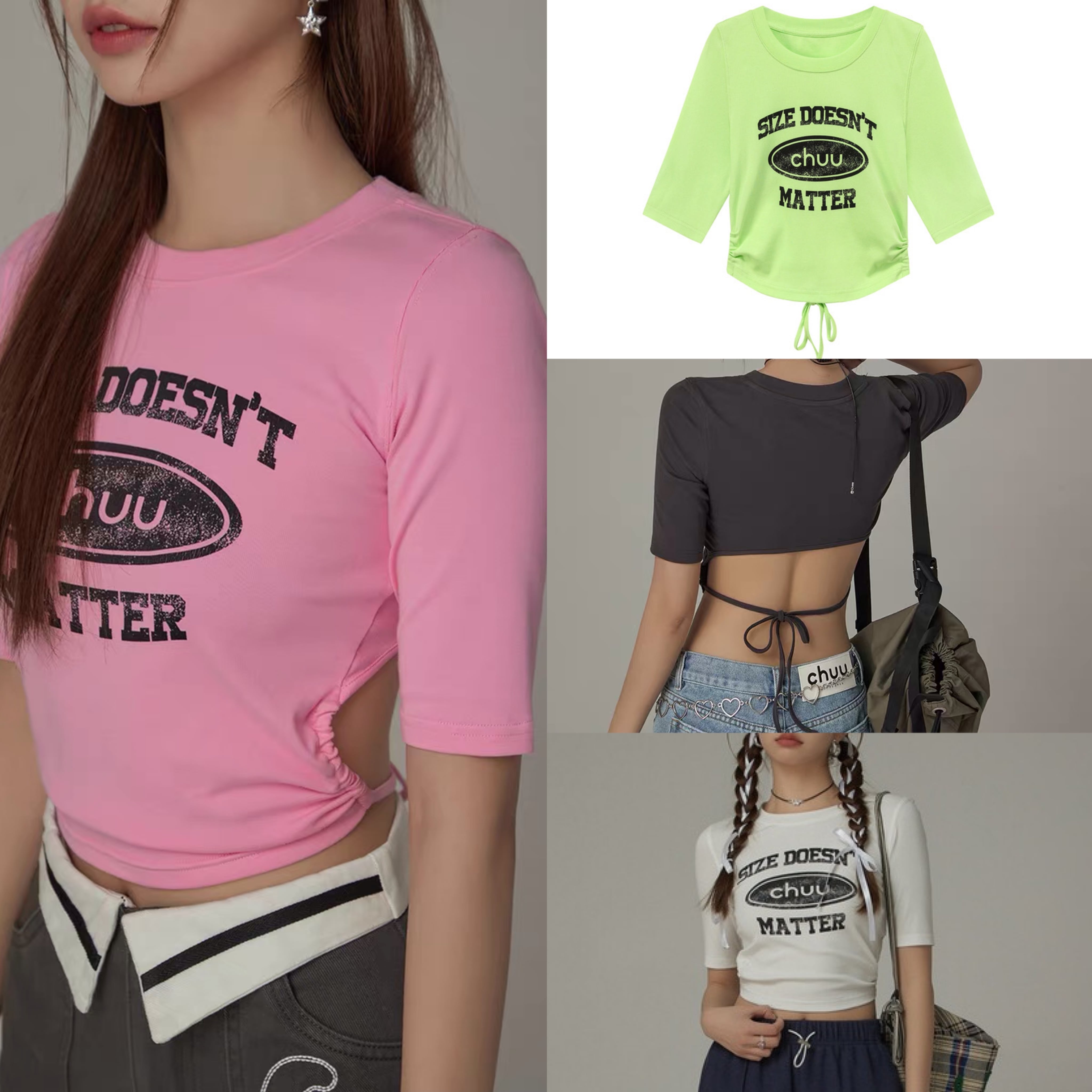 Tシャツ リボン 緑 トップス ボーダー ピンク 黒 ガーリー ダンス Y2K
