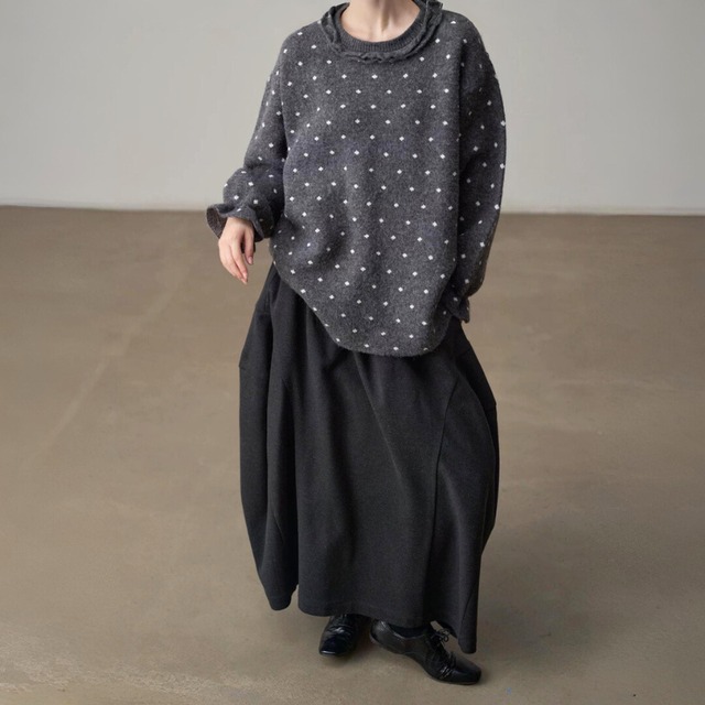 Curved panel long skirt【2color】 C1452