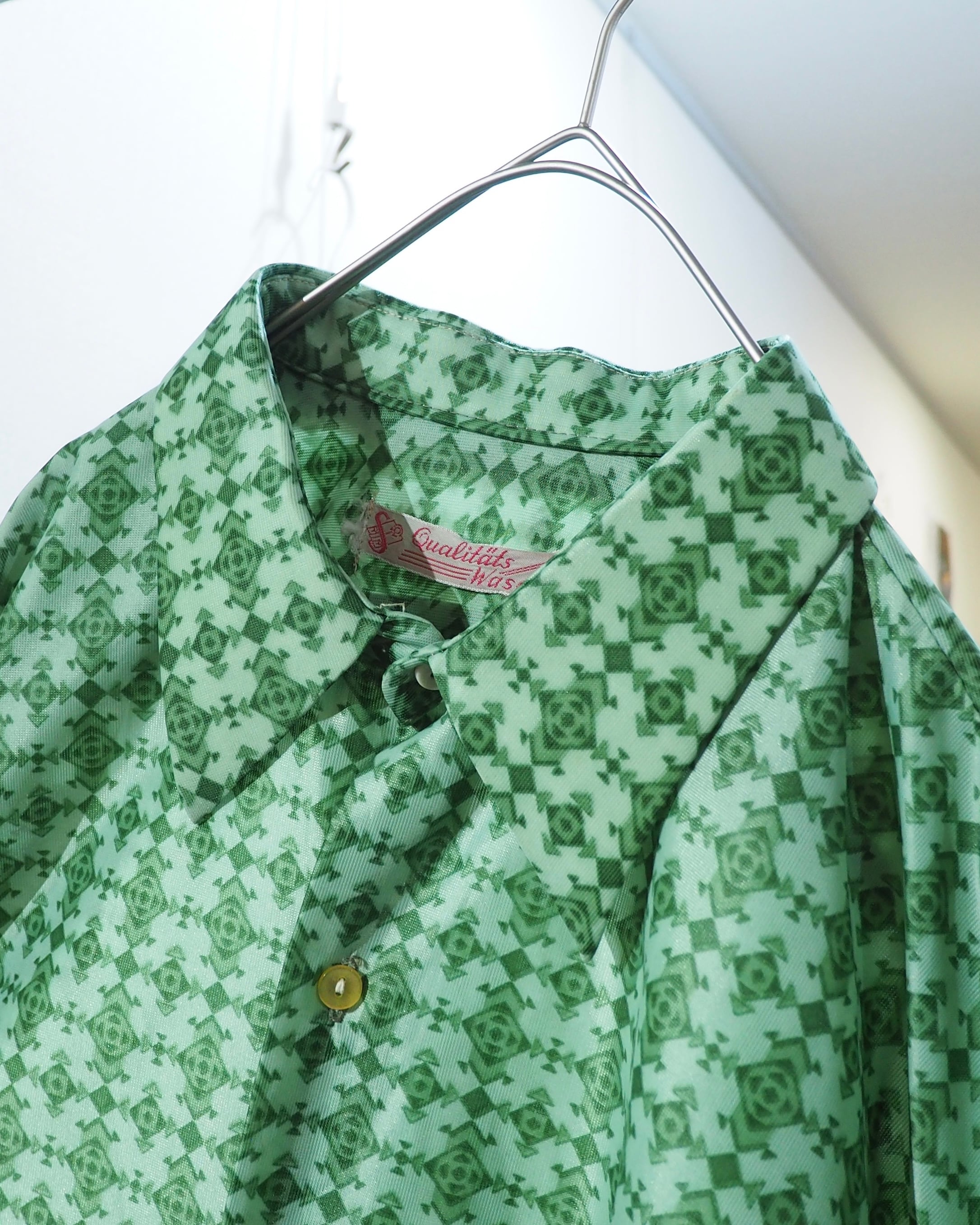 1970 - 80s Geometric rhombus patterns vintage Drape loose shirt