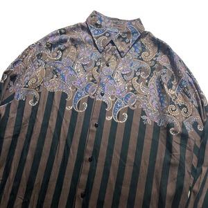 vintage KENZO paisley switching stripe shirt