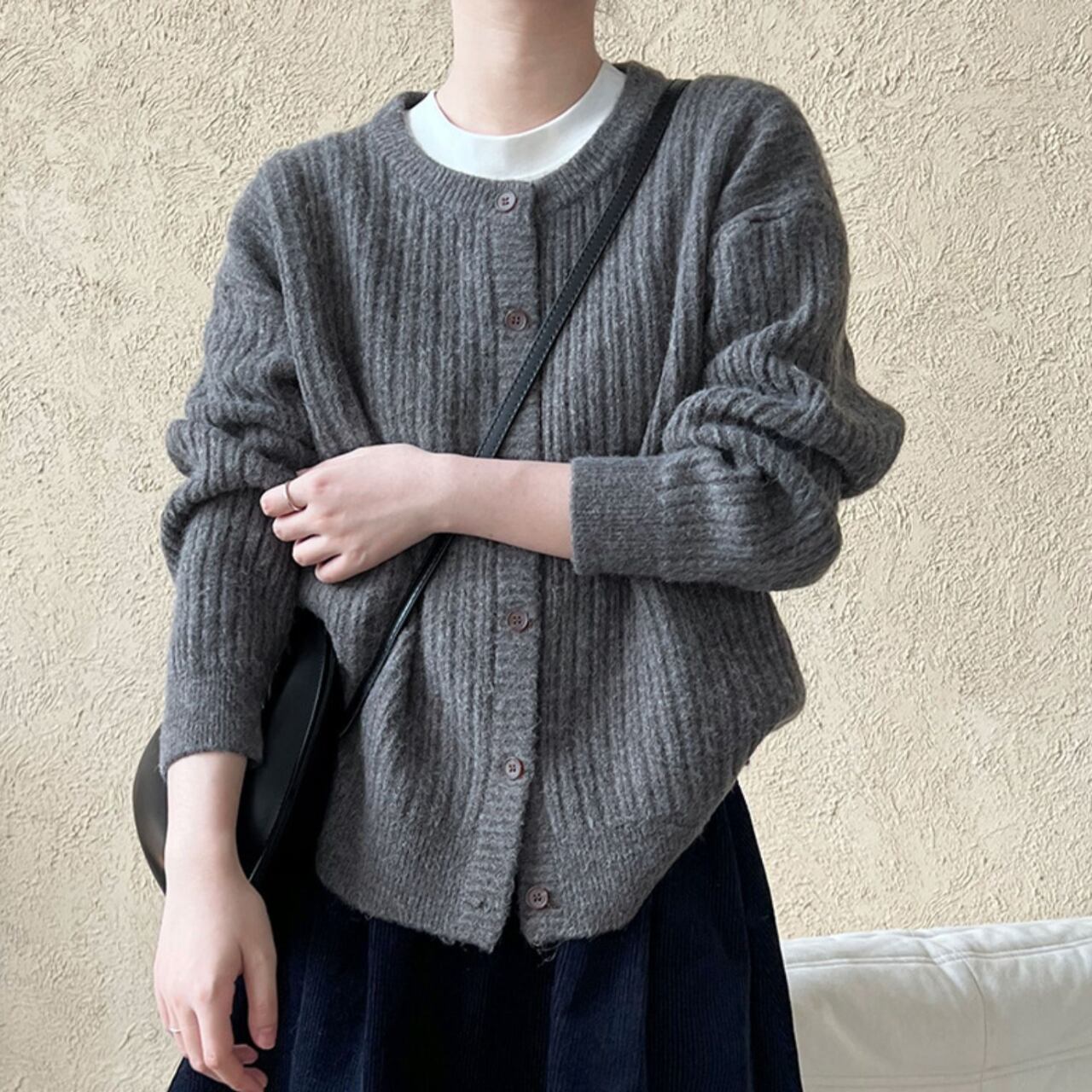 オーバーサイズリブニットカーディガン a0592
