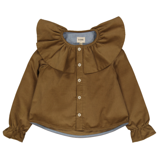 LOIR paris/Chemise à grand col BERTHE velours brun(4y,6y)