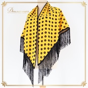 フラメンコ 衣装 シージョ ピキージョ 水玉 ドット フレコ フリンジ 黒 黄色 ポップ ダンス 発表会 ブラック系 イエロー系 main street カラフル 発表会用 衣装 ダンス衣装 大人用 おしゃれ ステージ 衣装 ショール コスチューム 水玉模様