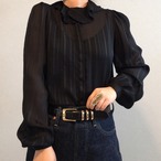 80s sheer ruffle collar blouse