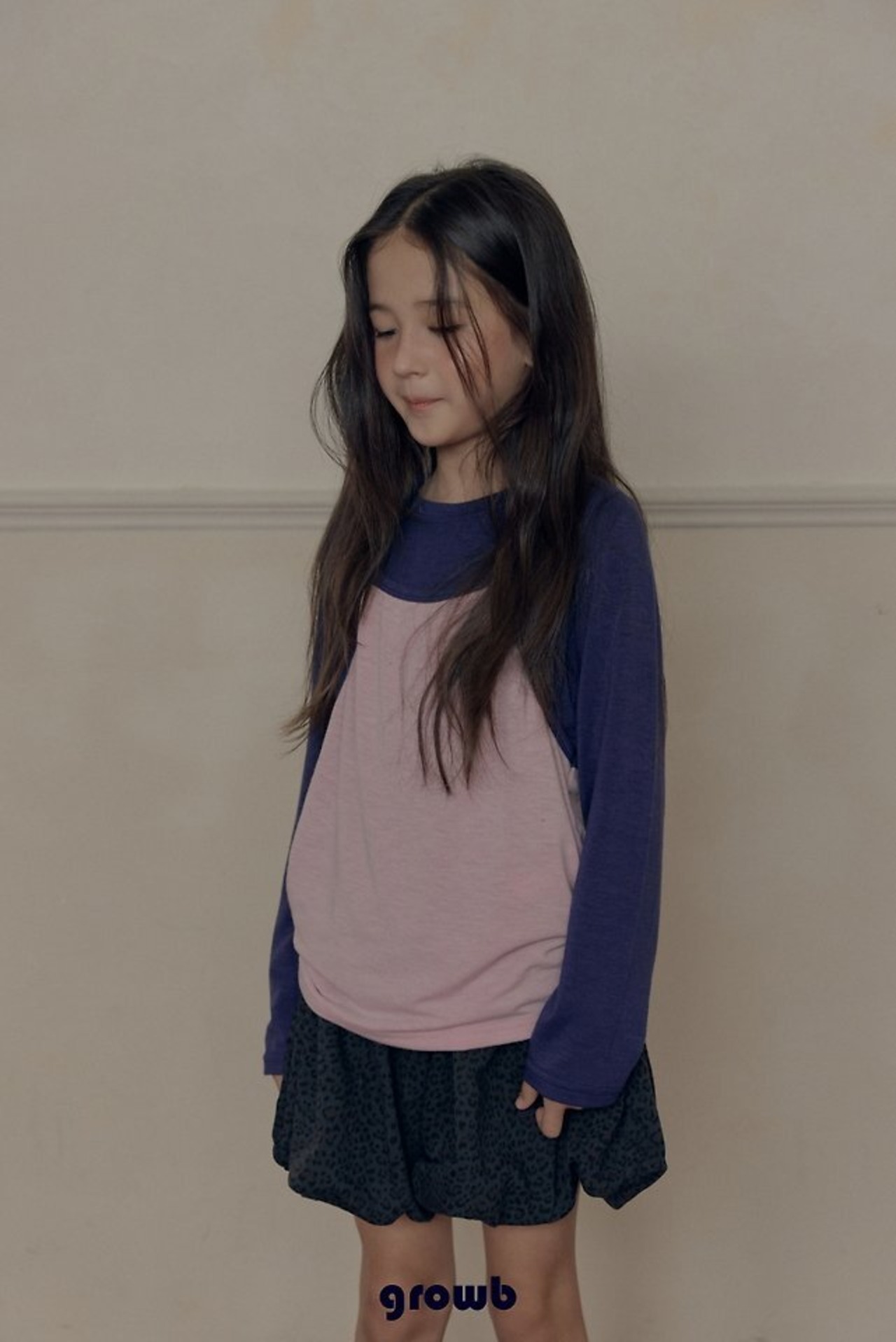 韓国子供服 / growb / ラベル Tシャツ / 秋服 *XS~JM*