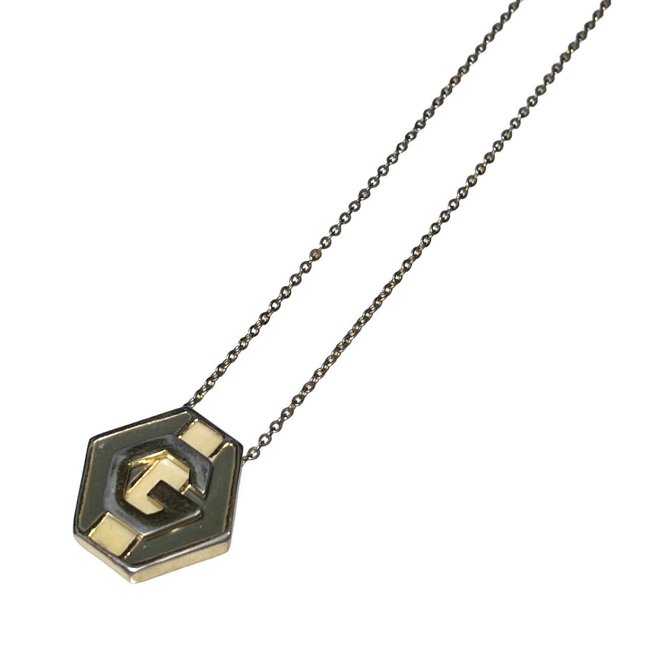 vintage GIVENCHY gold color metal hexagon pendant necklace