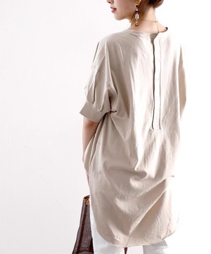 パフスリーブ◆バックヘンリーチュニック【t-10283】