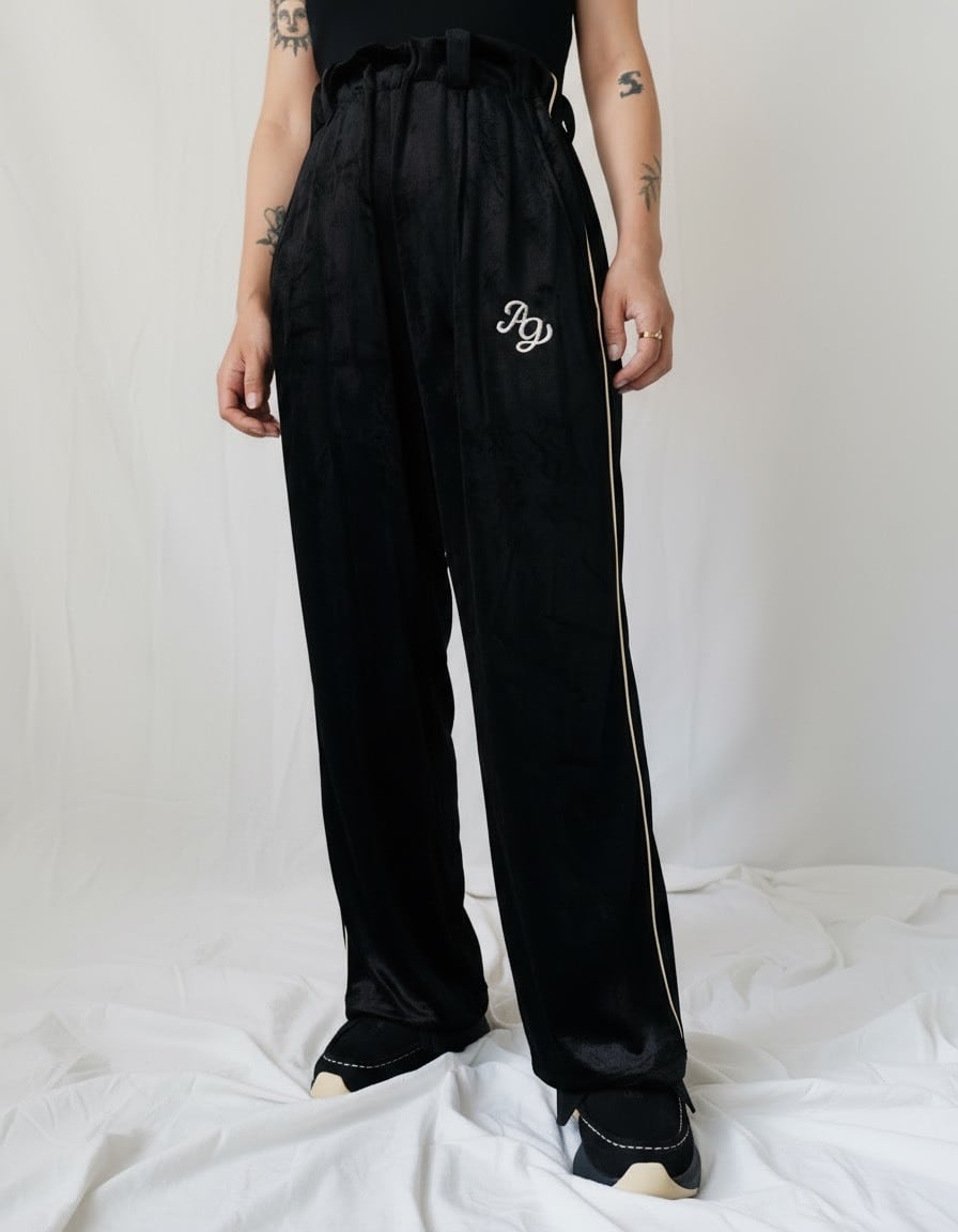 Clash Velour Gathered Pants / Black